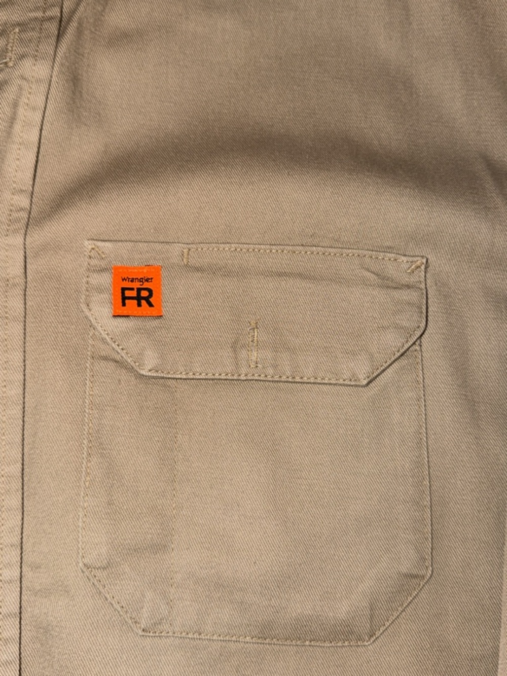 Wrangler Men's Khaki Flame Resistant Button-Down Shirt #N015 - Picture 4 of 7